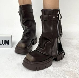 Asyllum Foldover Chunky Brown Boots